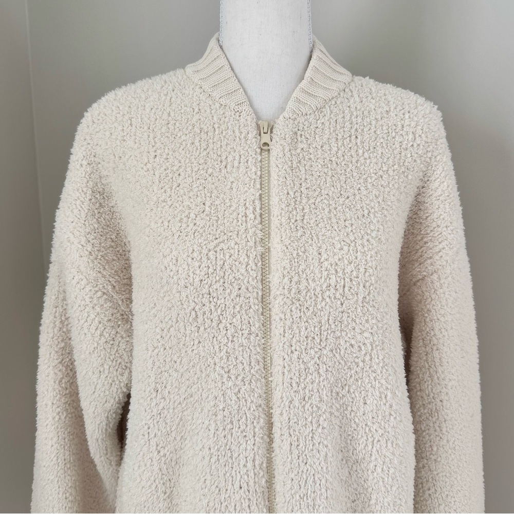 Aerie Soft Cream OVERSIZED RECYCLED FABRIC Full Zip Sherpa Cardigan S - Picture 8 of 16